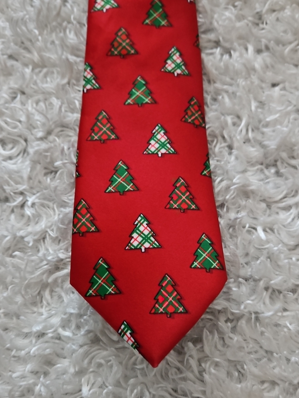 Christmas Trees Holiday Festive Neck tie St. Nicholas Square Red